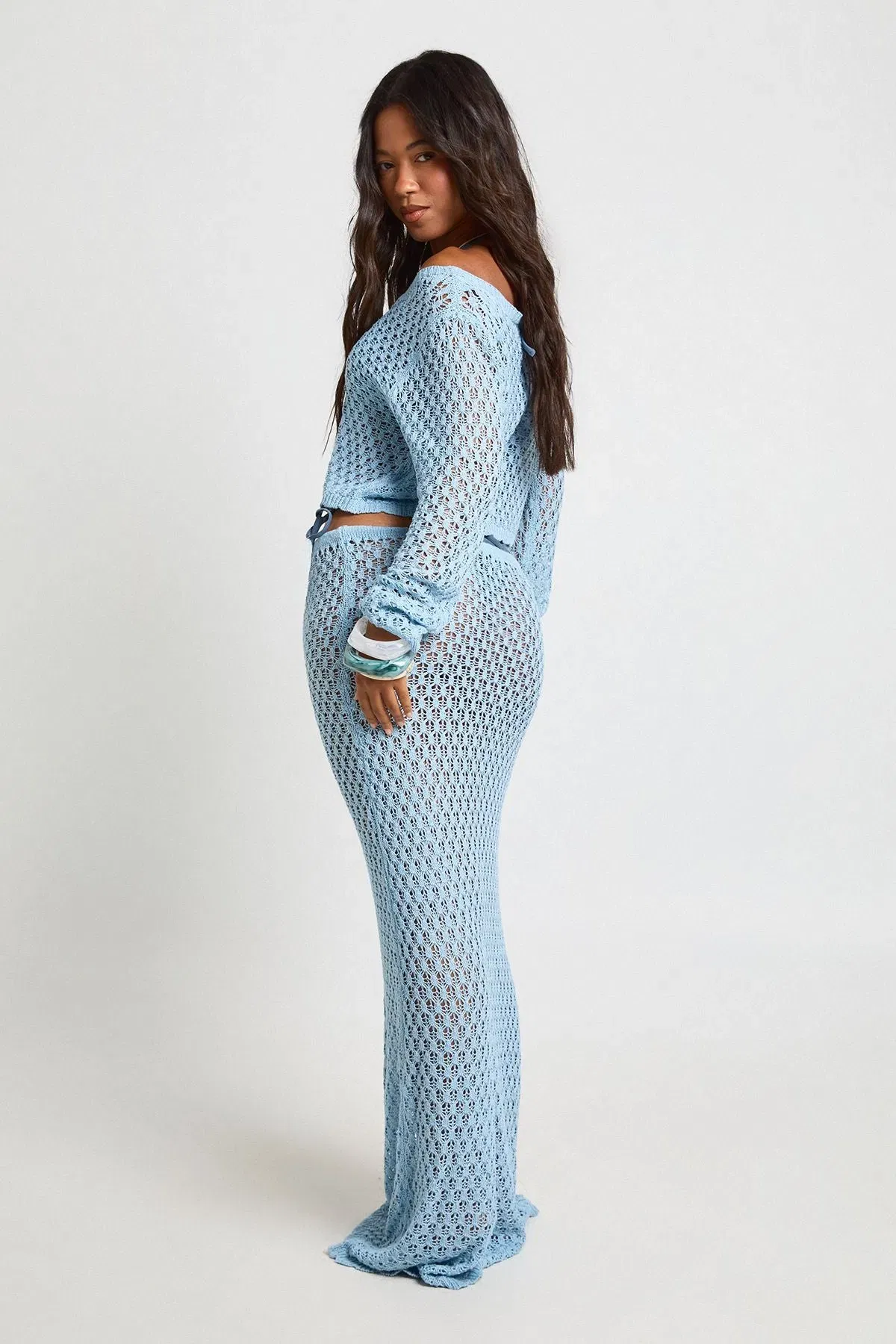 Crochet Knit Beach Maxi Skirt