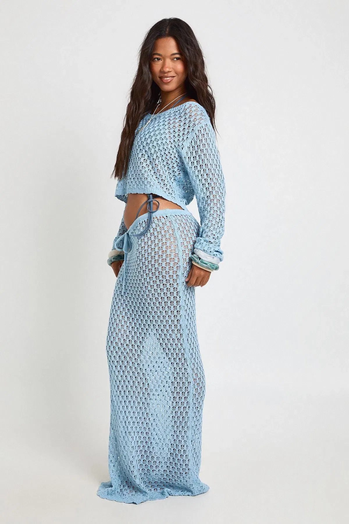 Crochet Knit Beach Maxi Skirt
