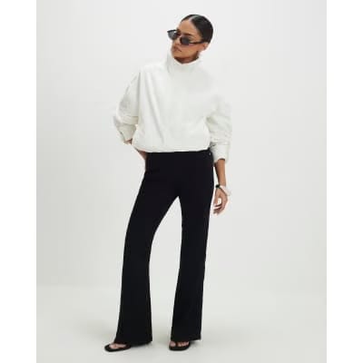 Petite Black High Rise Relaxed Flare Jeans