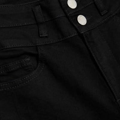 Petite Black High Rise Relaxed Flare Jeans
