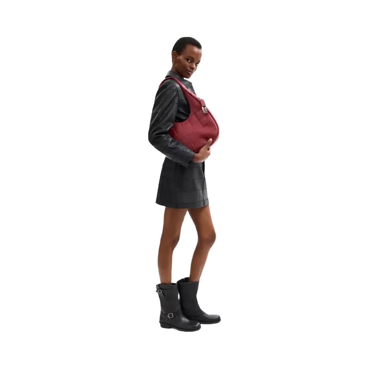 Coach Alter/Ego Crescent Shoulder Bag In Upcrafted Leather in Dark Ruby