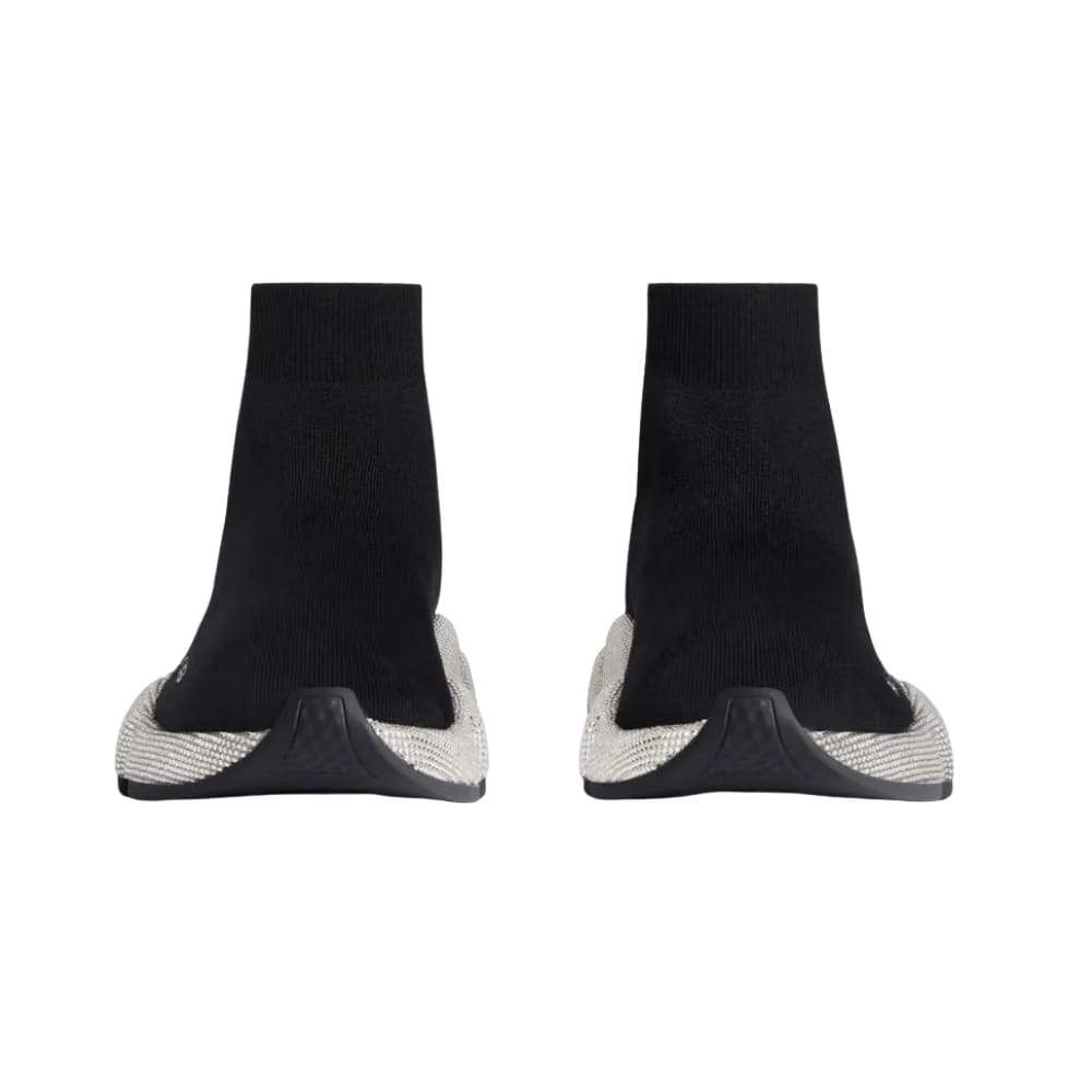 Balenciaga Speed Recycled Knit Sneaker With Rhinestones In Black