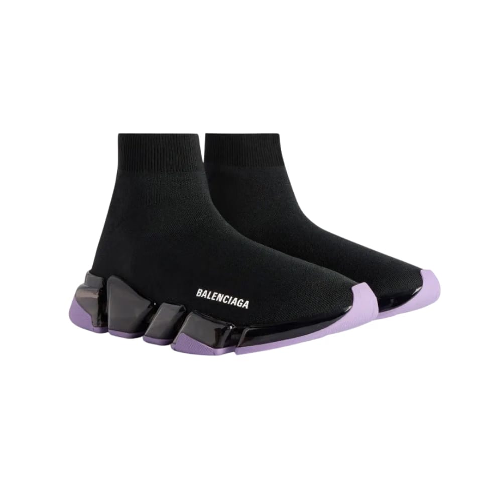 Balenciaga Speed 2.0 Full Clear Sole Recycled Knit Sneaker In Lilac