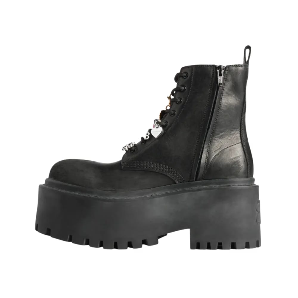 Balenciaga Strike Platform Bootie With Charms In Black