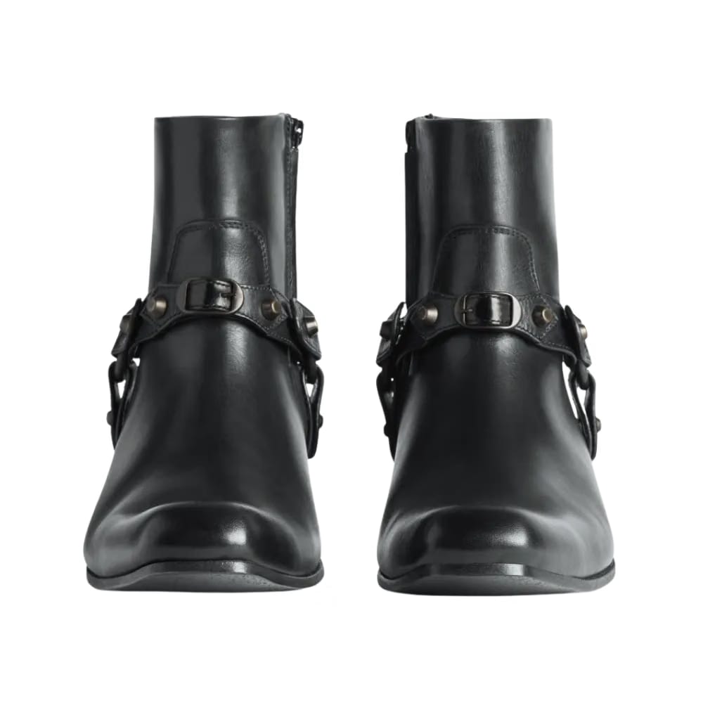 Balenciaga Memphis Bootie With Harness In Black