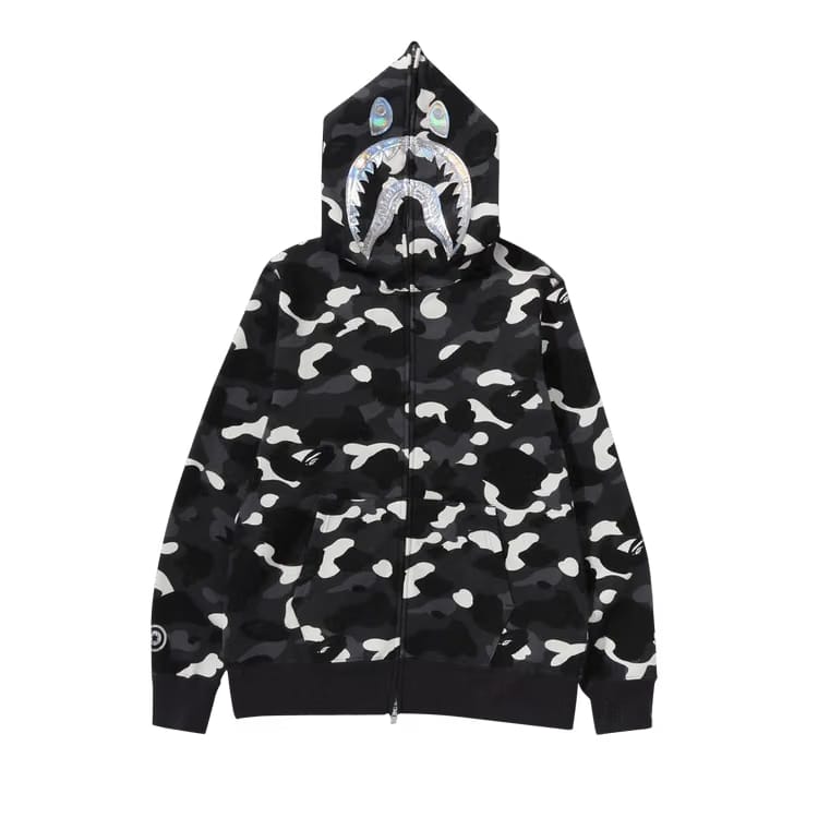 BAPE City Camo Shark Full Zip Hoodie Black
