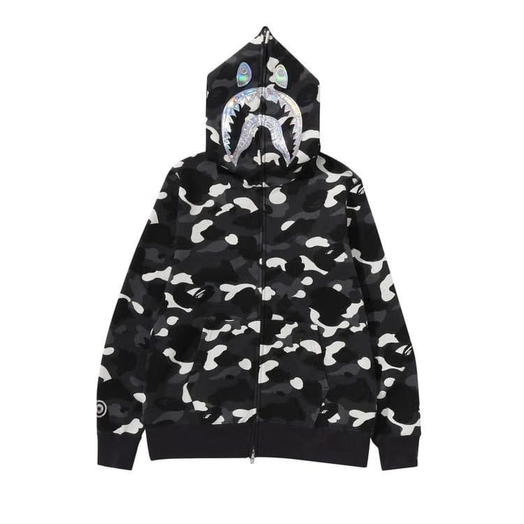 BAPE City Camo Shark Full Zip Hoodie Black