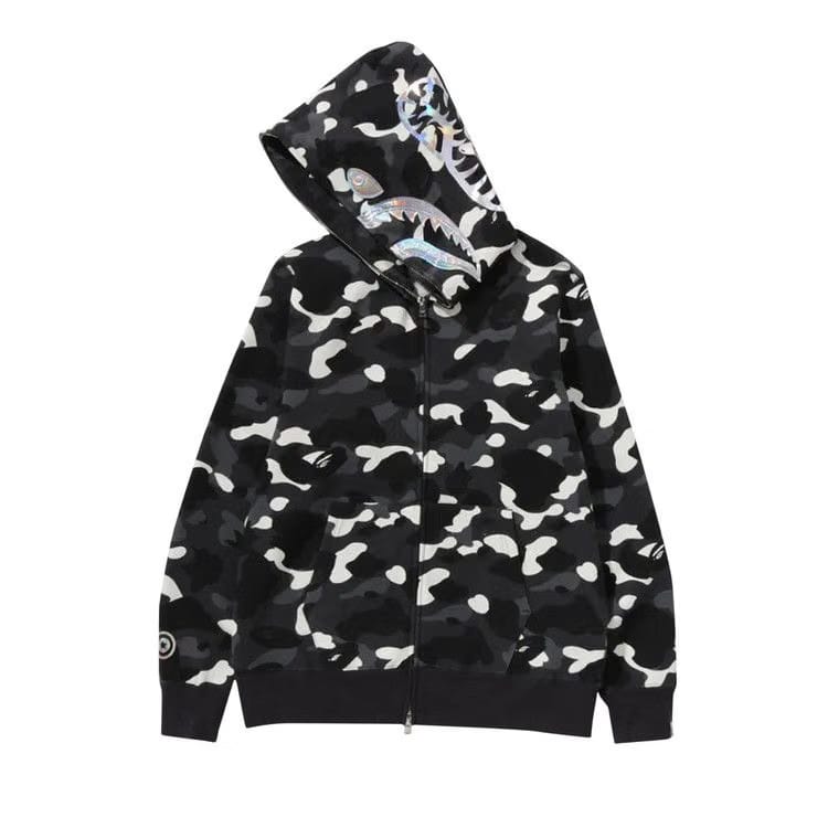 BAPE City Camo Shark Full Zip Hoodie Black