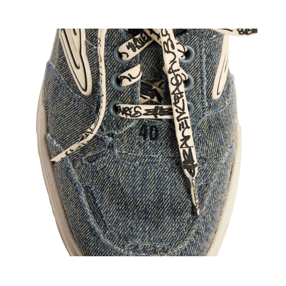 Balenciaga Hamptons Denim Mule In Off White