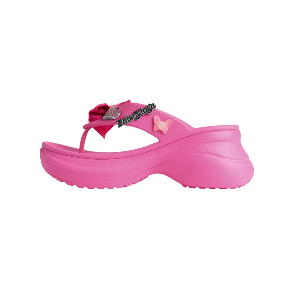 Balenciaga Crocs Thong Jibbitz In Glossy Pink