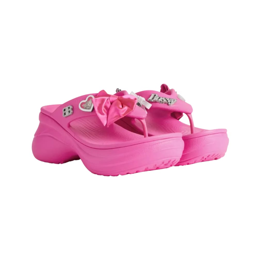 Balenciaga Crocs Thong Jibbitz In Glossy Pink