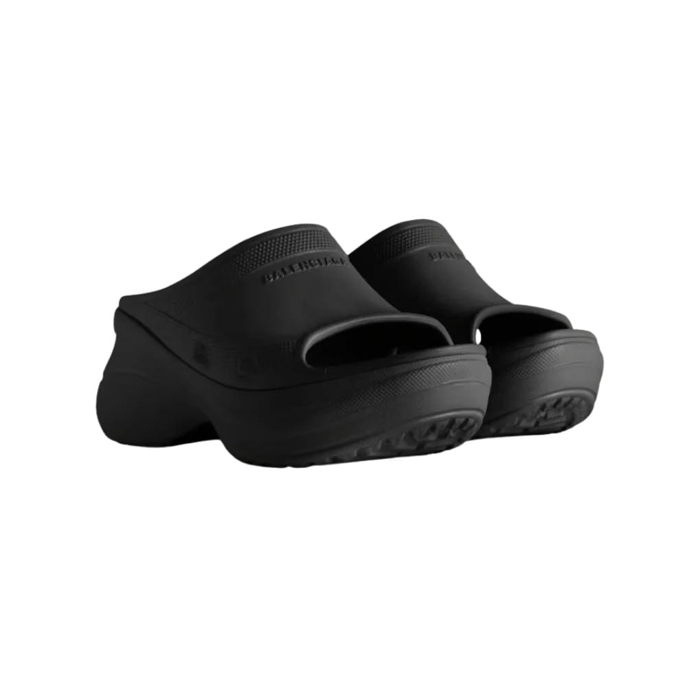 Balenciaga Pool Crocs Slide Sandal In Black