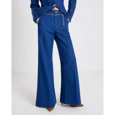 Blue Wide Leg Palazzo Jeans