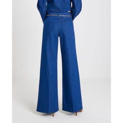 Blue Wide Leg Palazzo Jeans