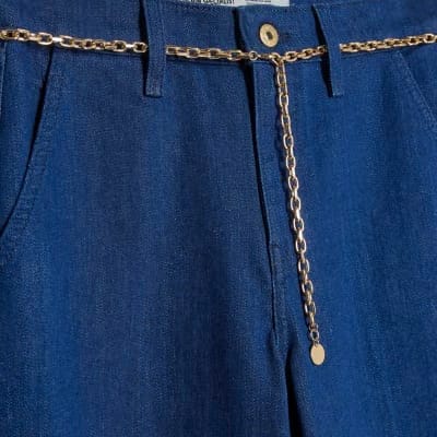 Blue Wide Leg Palazzo Jeans