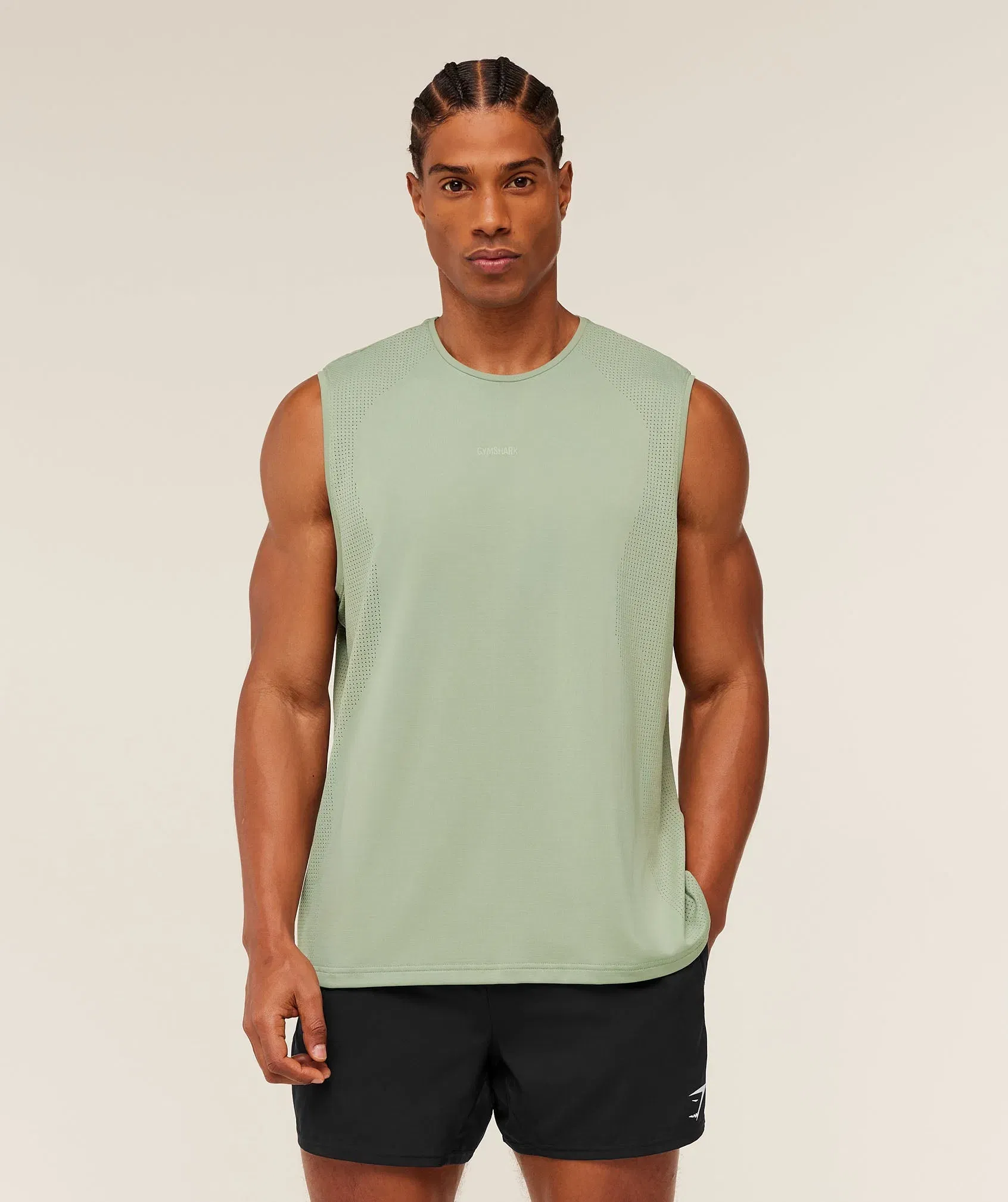 Gymshark Distance Seamless Tank - Haze Green / Haze Green