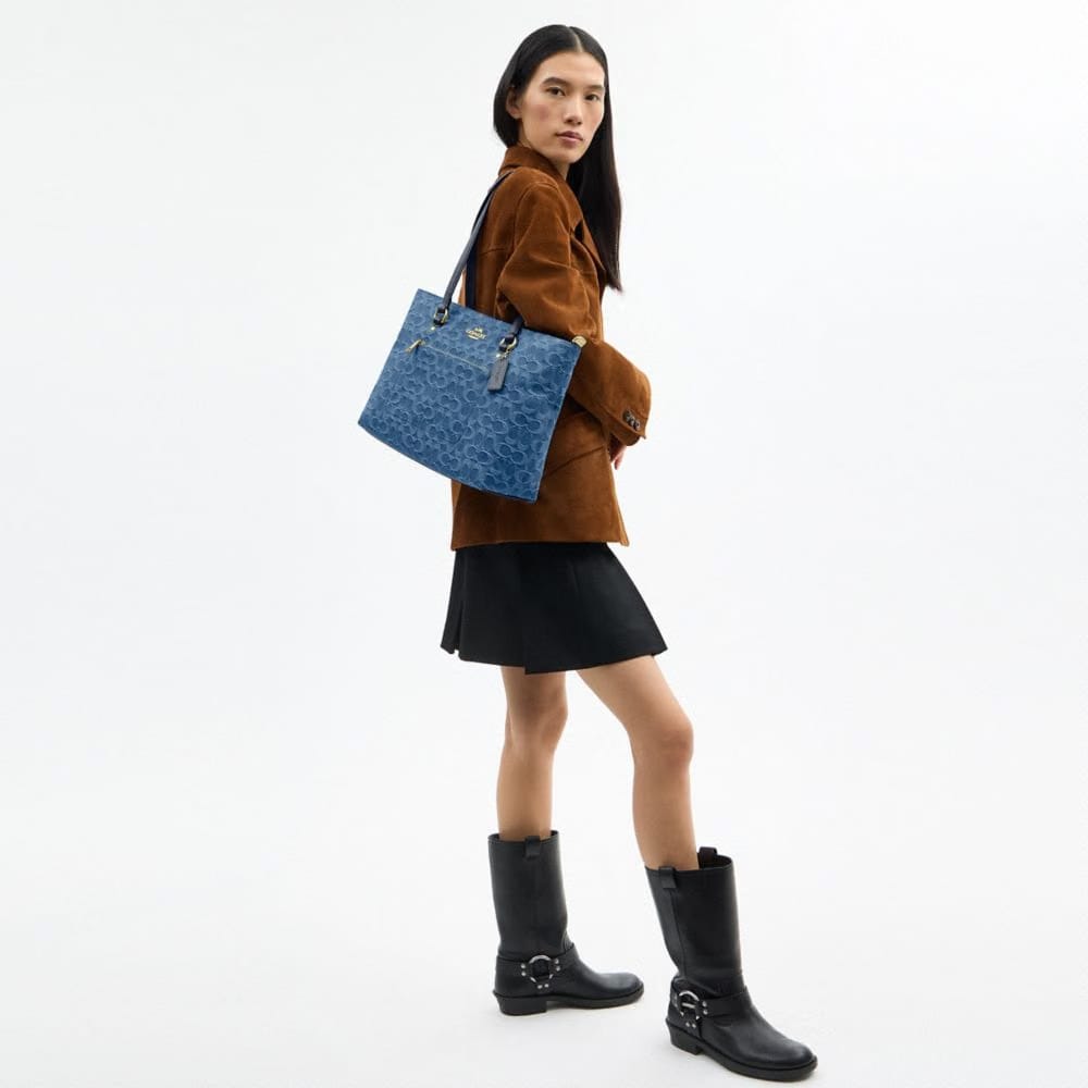 Station Tote Bag In Signature Denim