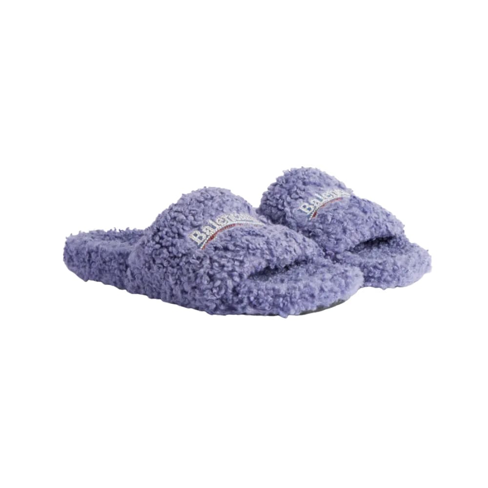 Balenciaga Furry Open Mule In Hortensia
