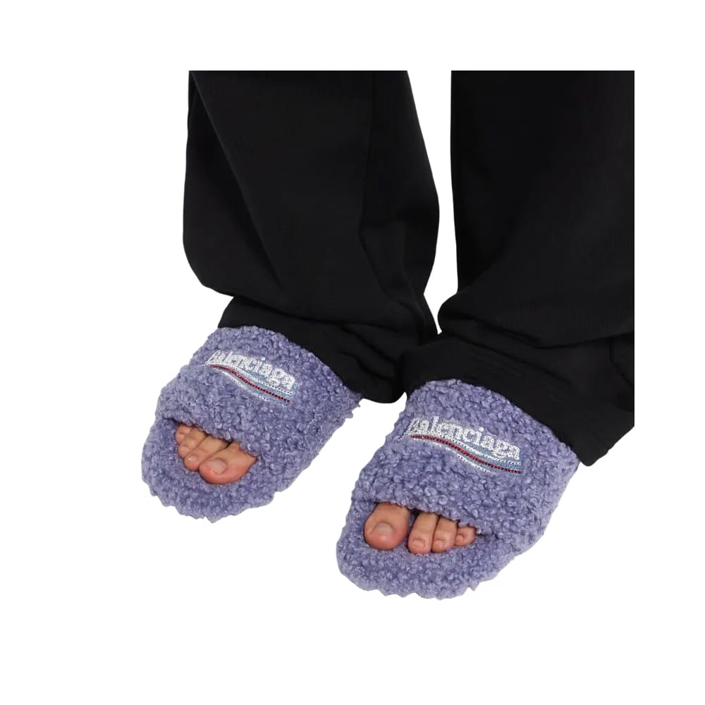 Balenciaga Furry Open Mule In Hortensia