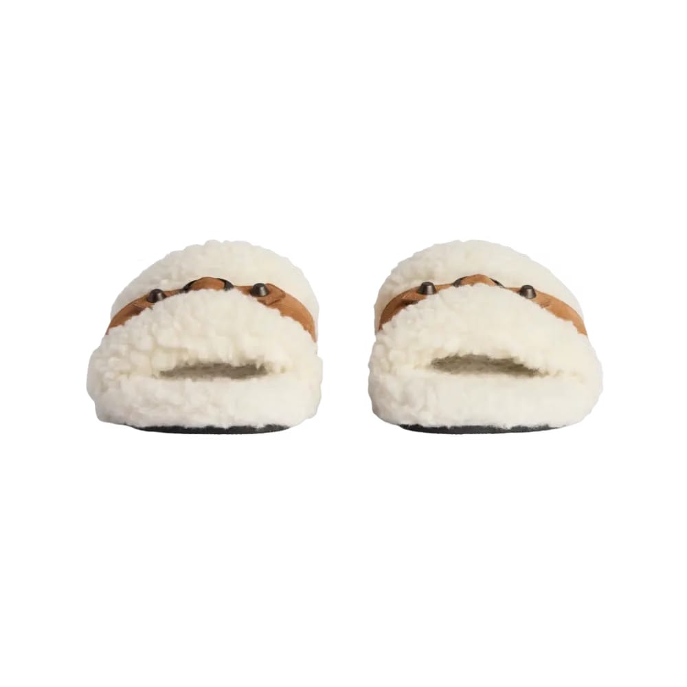 Balenciaga Furry Open Mule In Off White