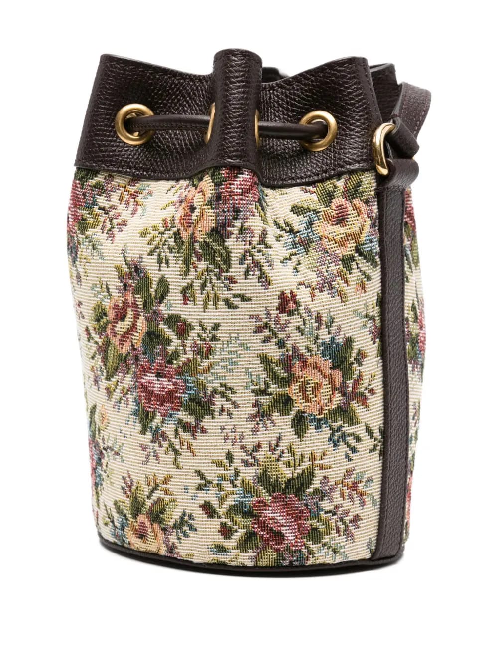 floral-motif drawstring bucket bag