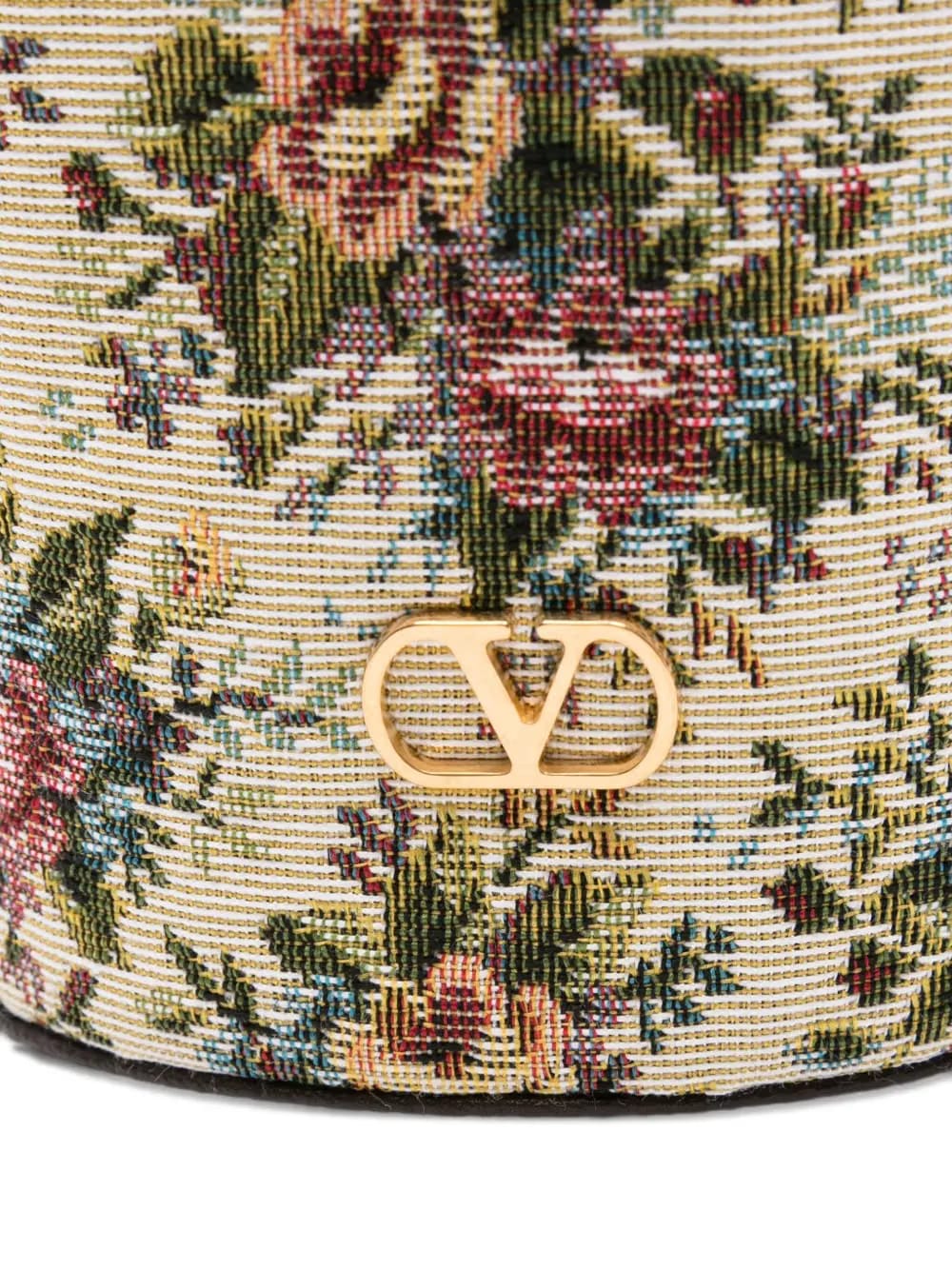 floral-motif drawstring bucket bag