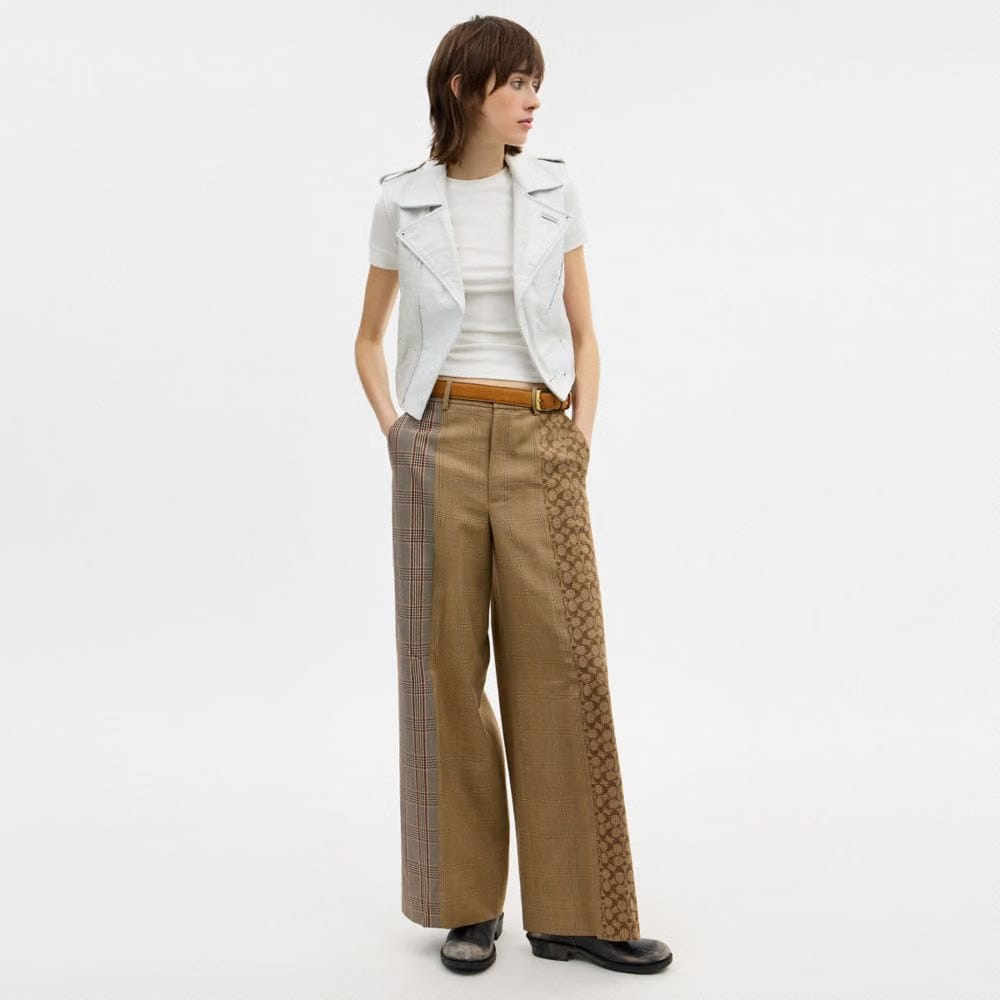 Combo Plaid Tailored Pants