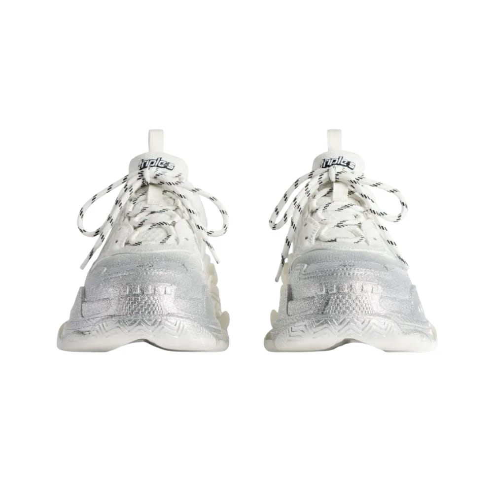 Balenciaga Triple S Glitter Spray Sneaker In Silver