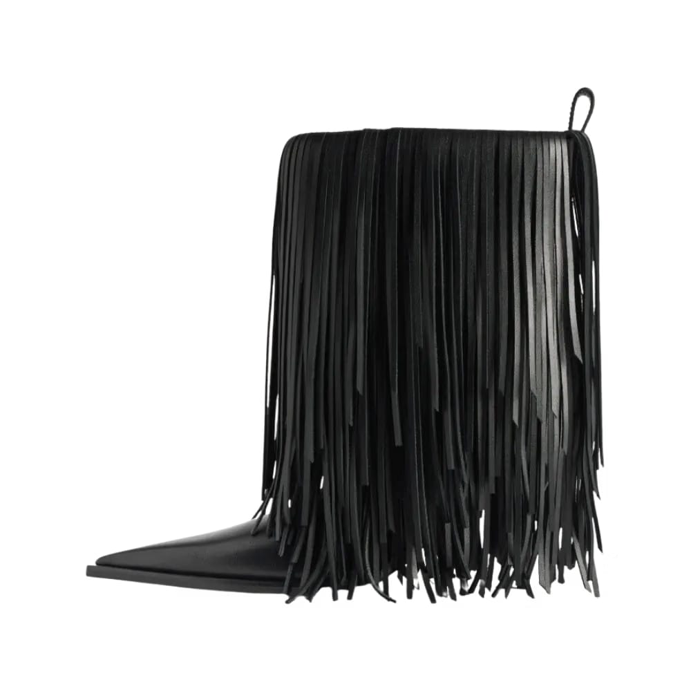 Balenciaga Avenue Fringe Bootie In Black