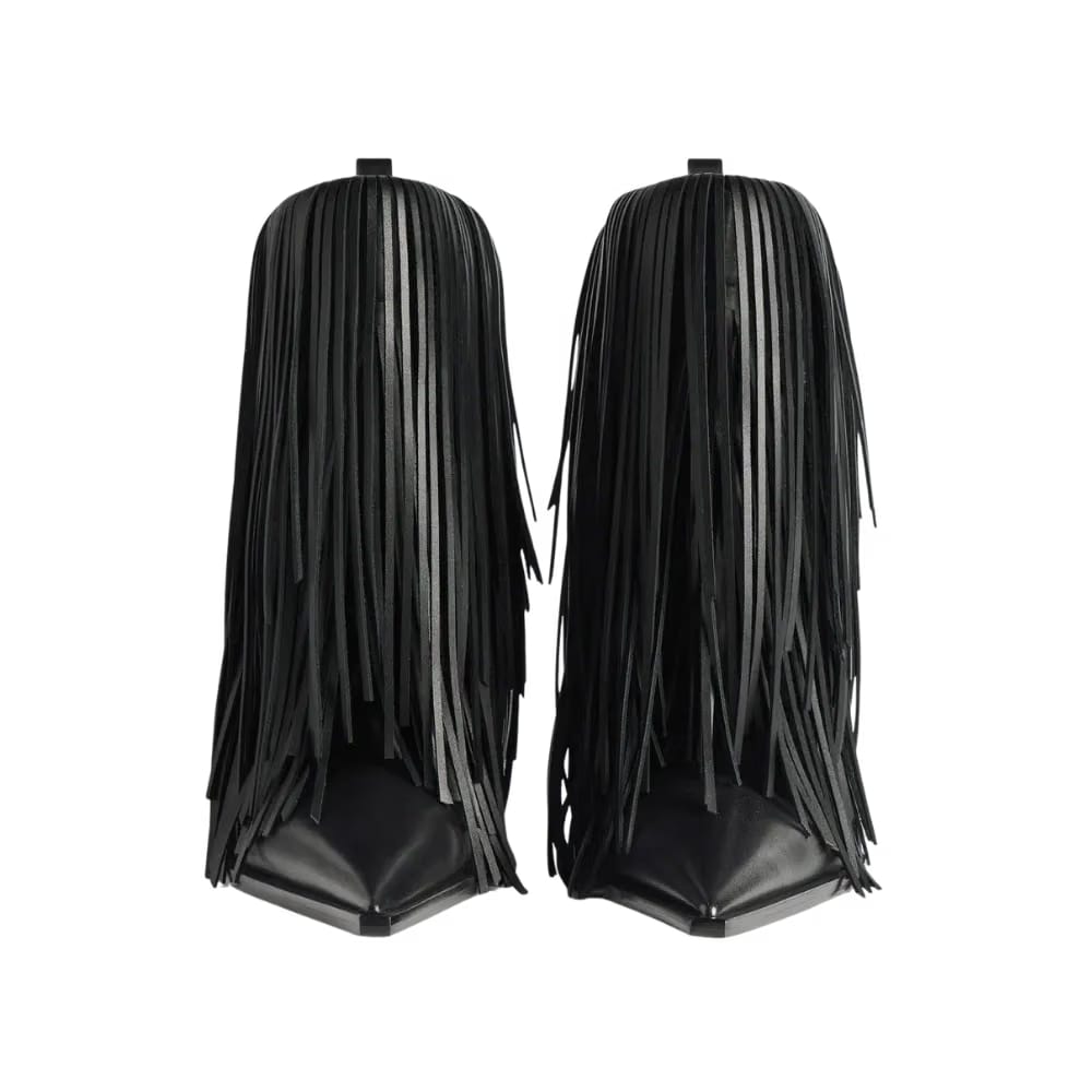 Balenciaga Avenue Fringe Bootie In Black