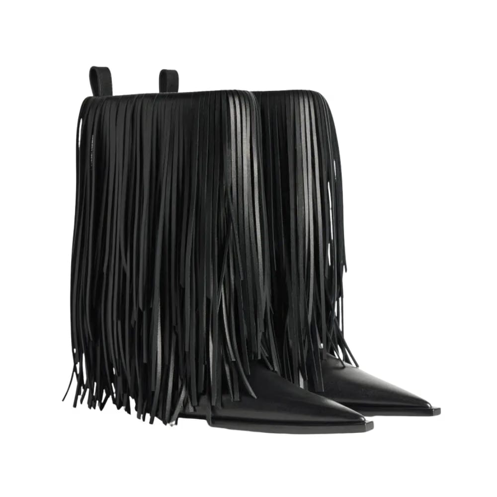 Balenciaga Avenue Fringe Bootie In Black