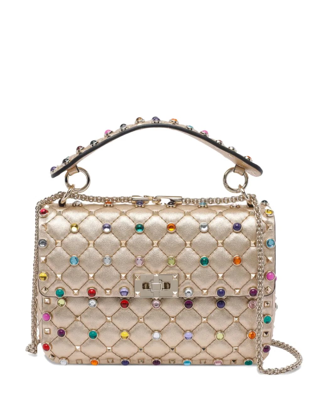 quilted laminated leather Rockstud tote bag