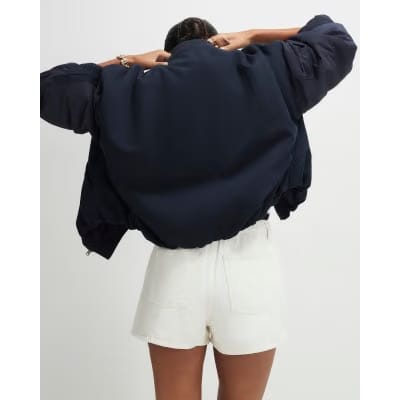 Cream Denim Elasticated A Line Shorts