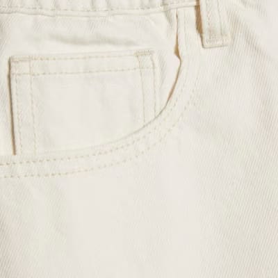 Cream Denim Elasticated A Line Shorts