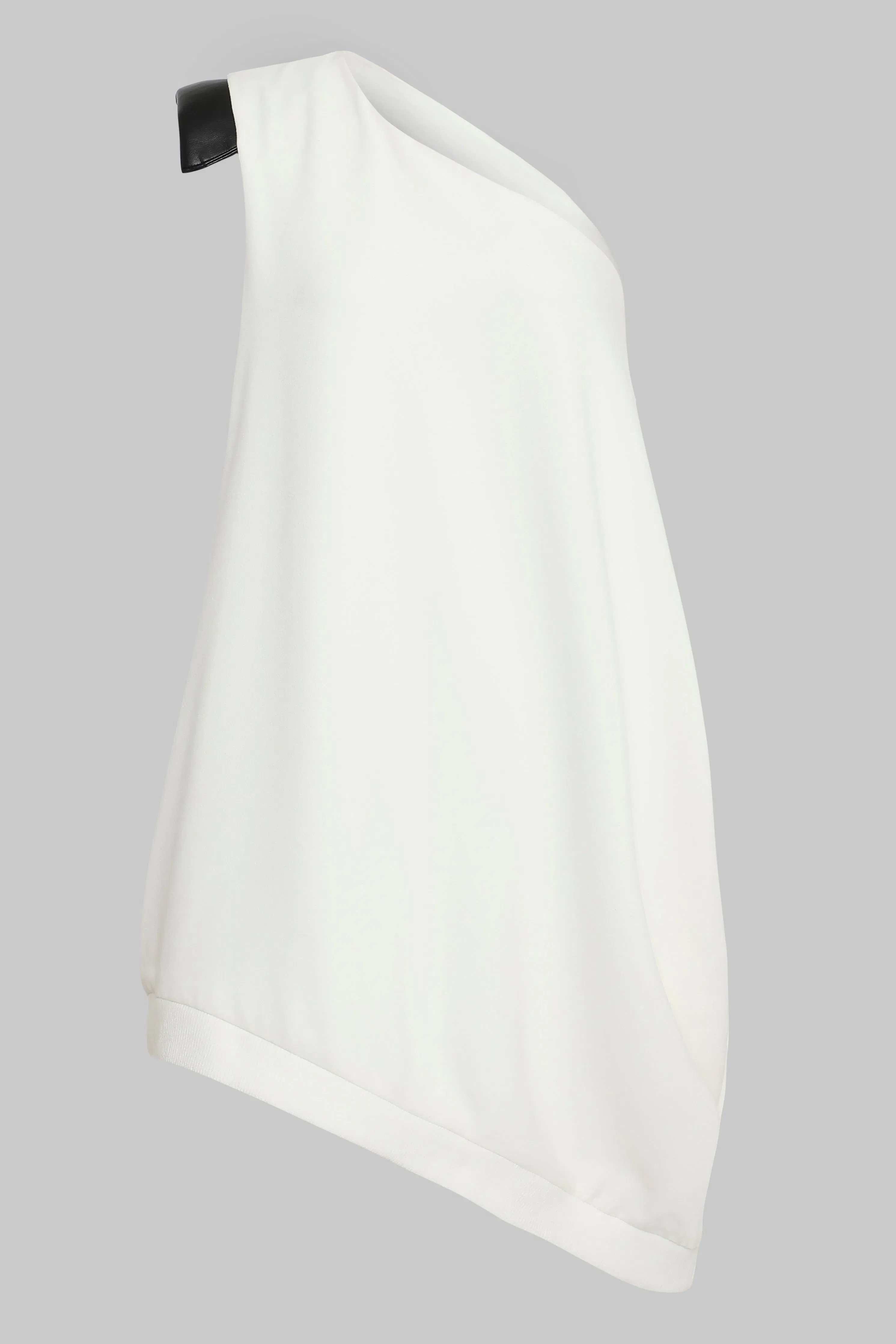 ONE SHOULDER DRESS W/ VEGAN LEATHER SHOULDER PAD