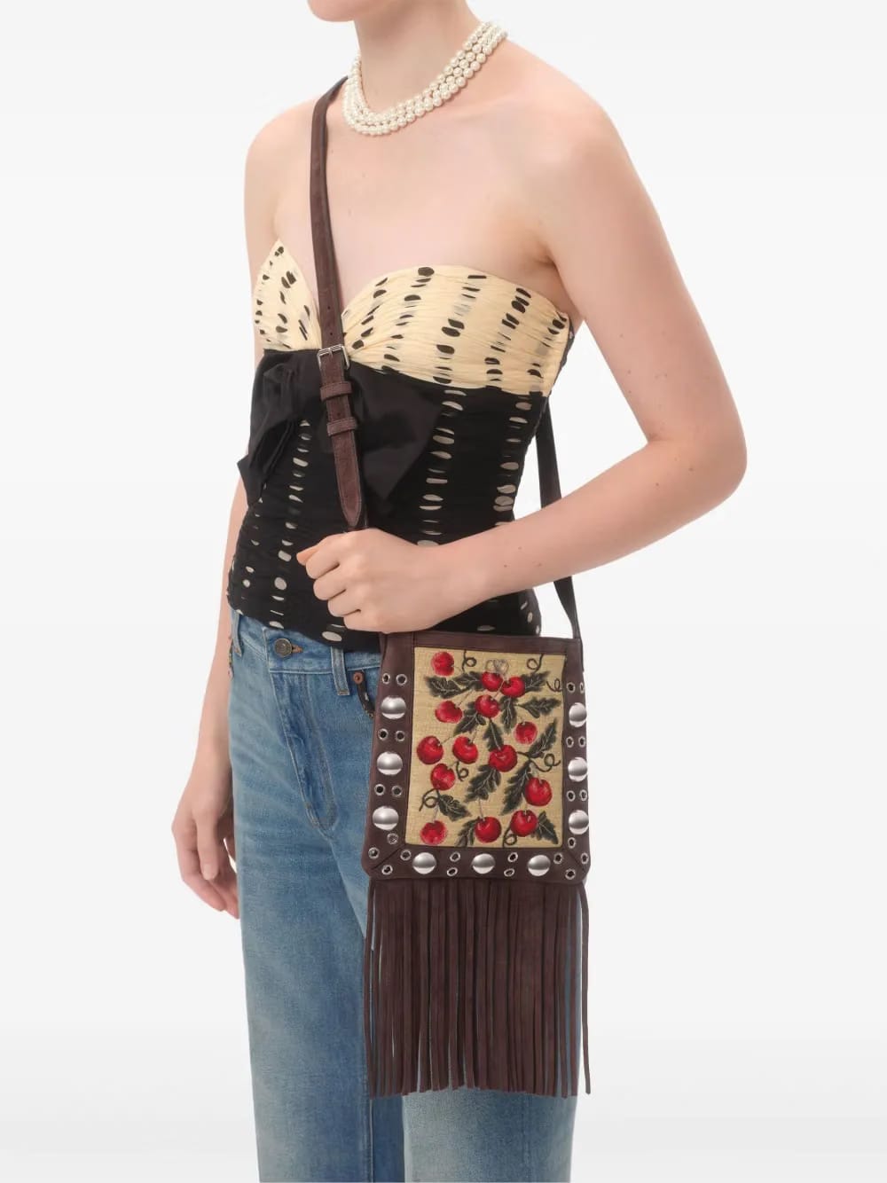 small Nellcôte Cherryfic-motif shoulder bag