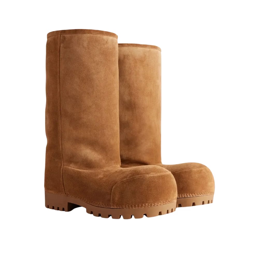 Balenciaga Alaska Fur High Boot In Brown