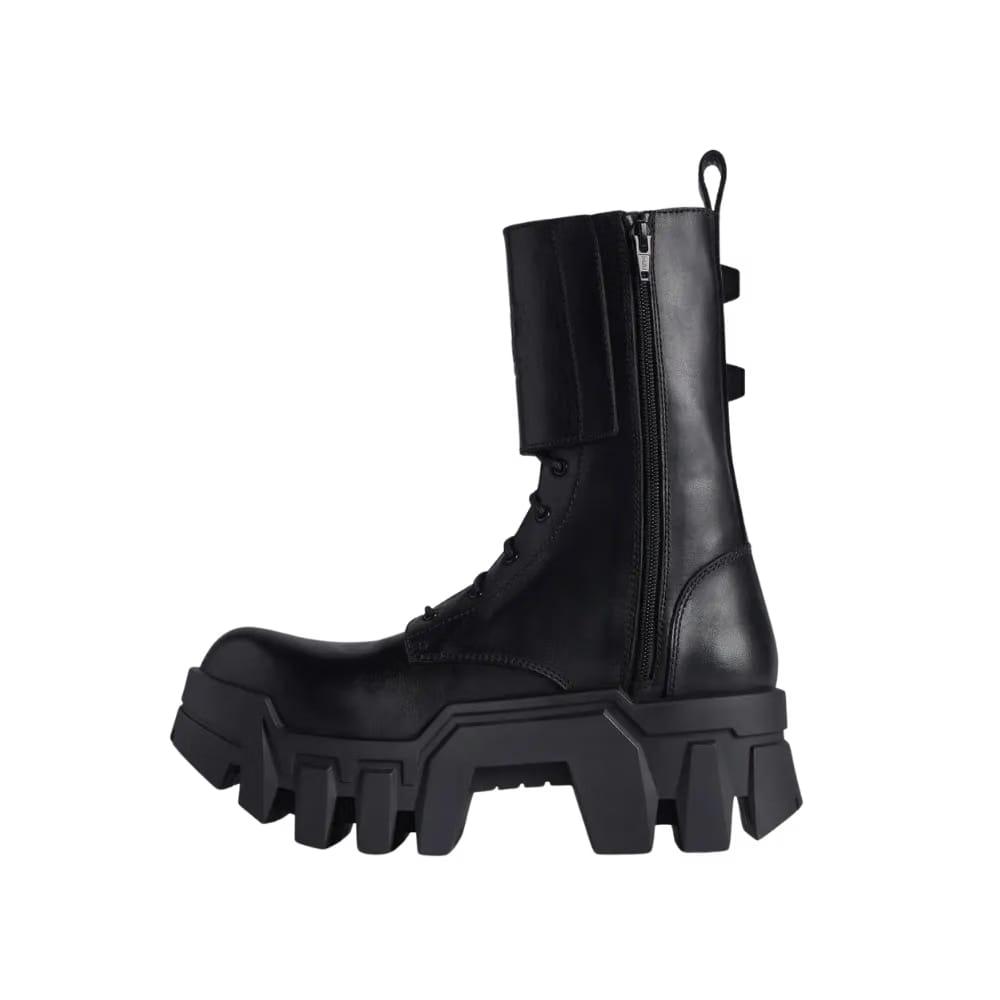 Balenciaga Bulldozer Combat Lace-up Boot In Black