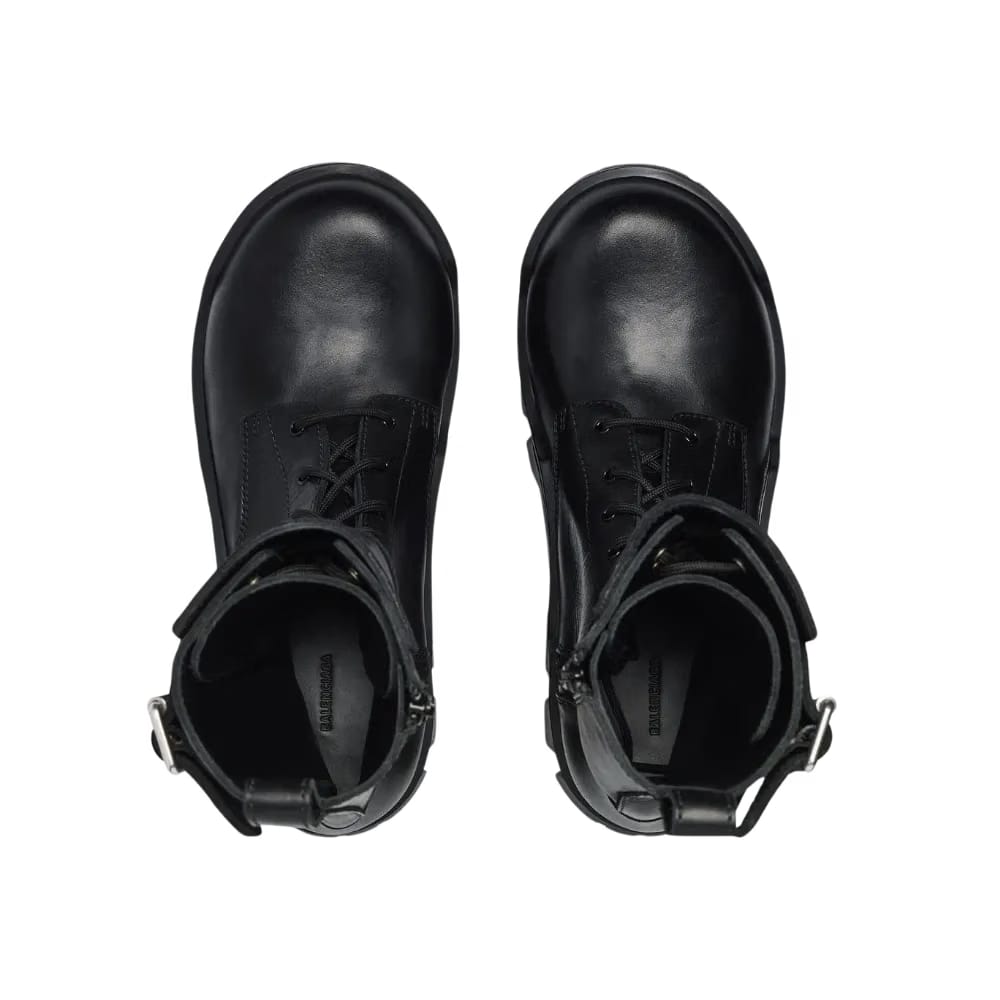 Balenciaga Bulldozer Combat Lace-up Boot In Black