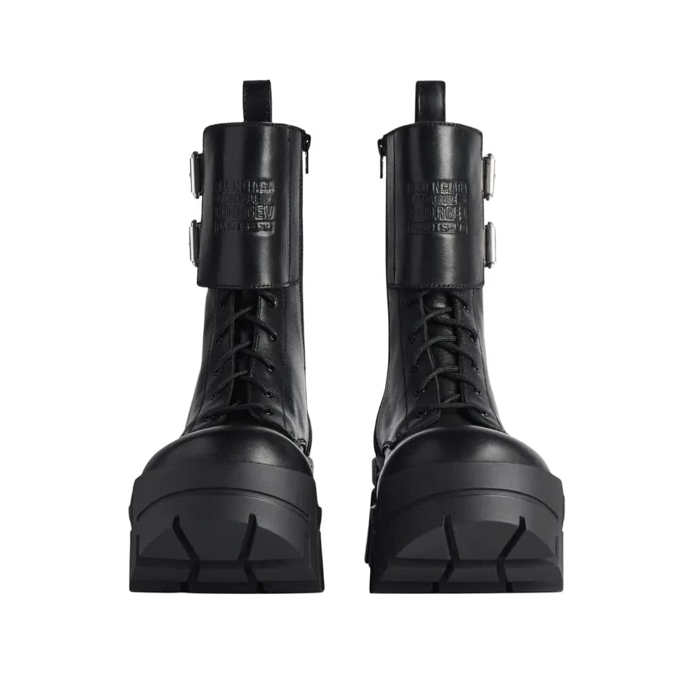 Balenciaga Bulldozer Combat Lace-up Boot In Black