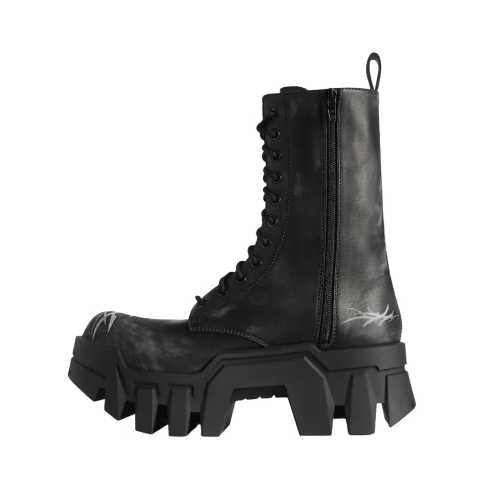 Balenciaga Bulldozer Lace-Up Bootie In Black