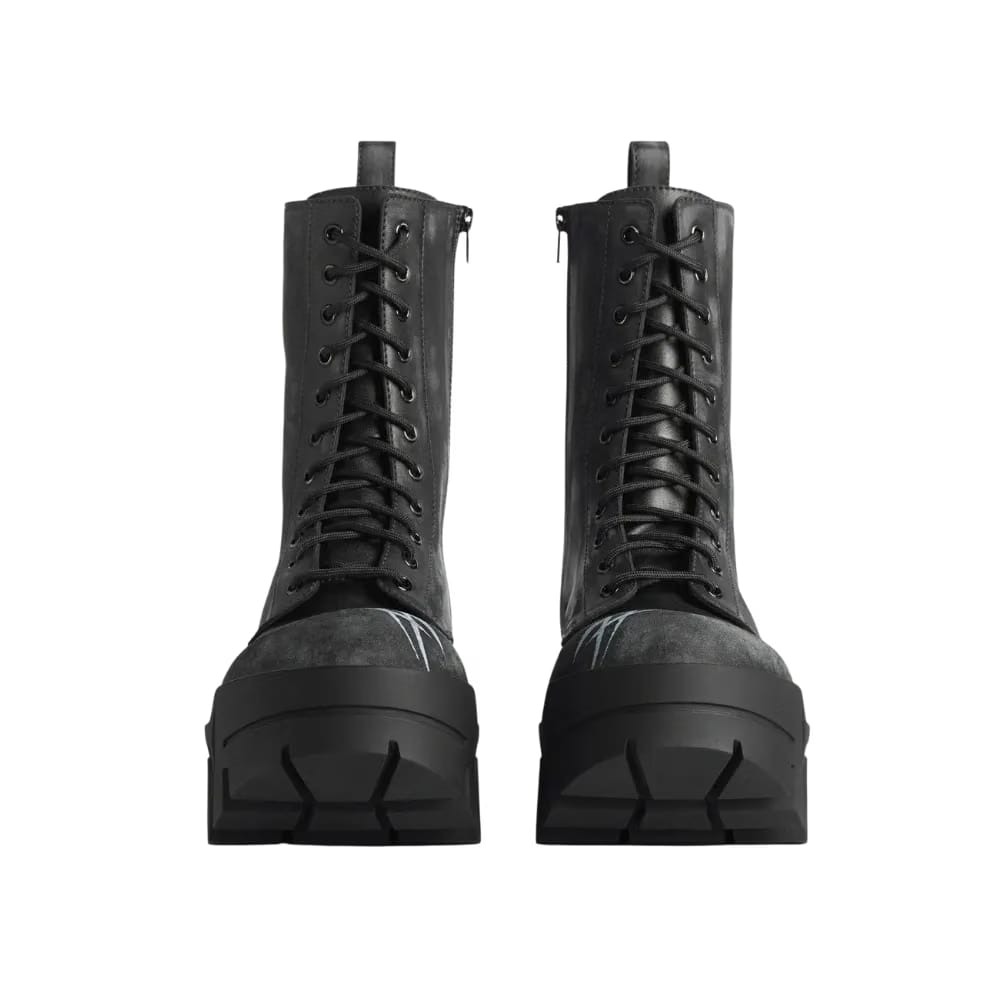 Balenciaga Bulldozer Lace-Up Bootie In Black