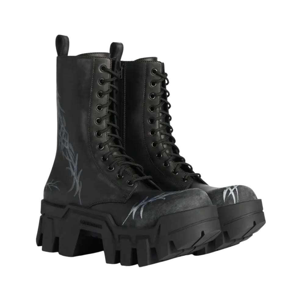 Balenciaga Bulldozer Lace-Up Bootie In Black