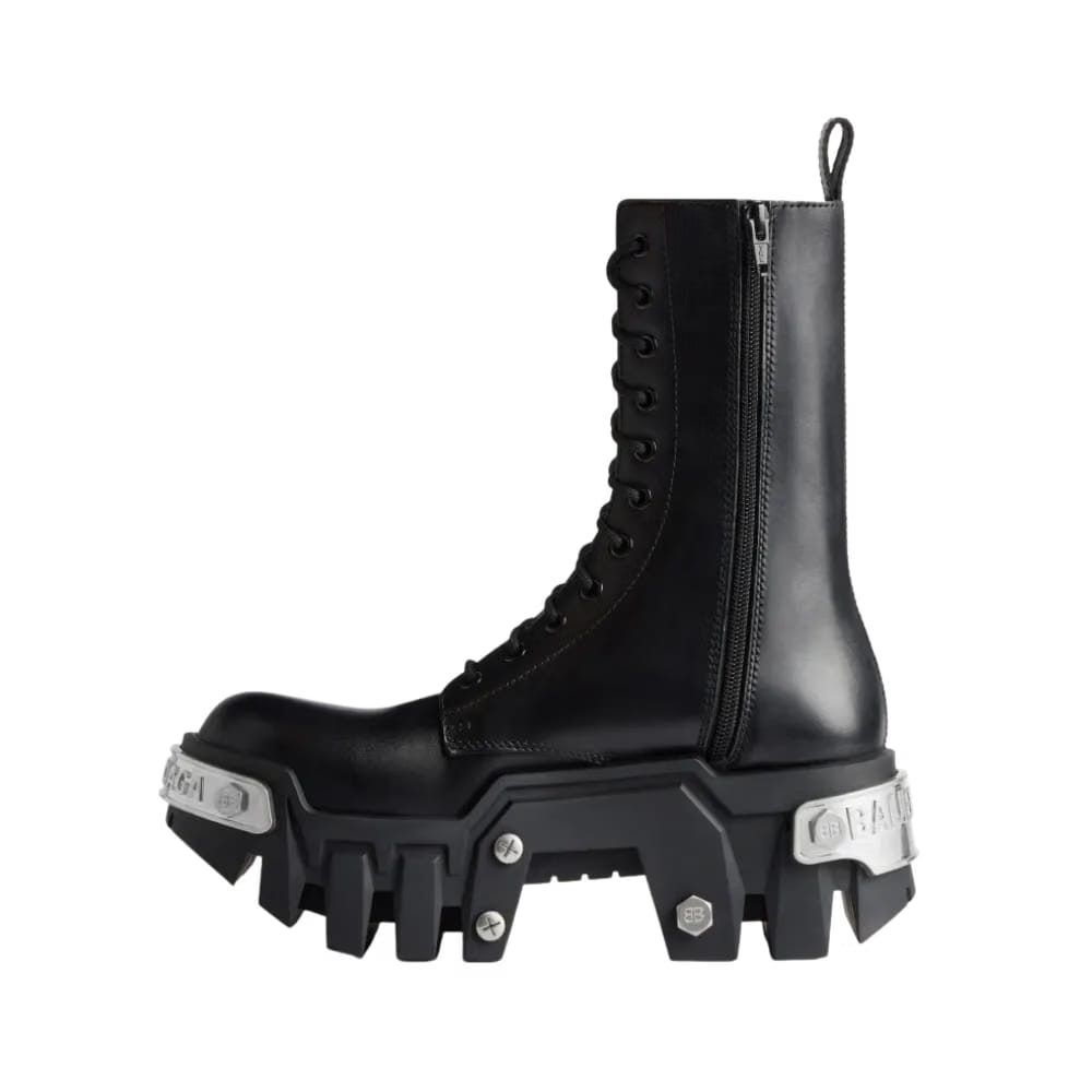 Balenciaga Bulldozer Lace-Up Boot In Black