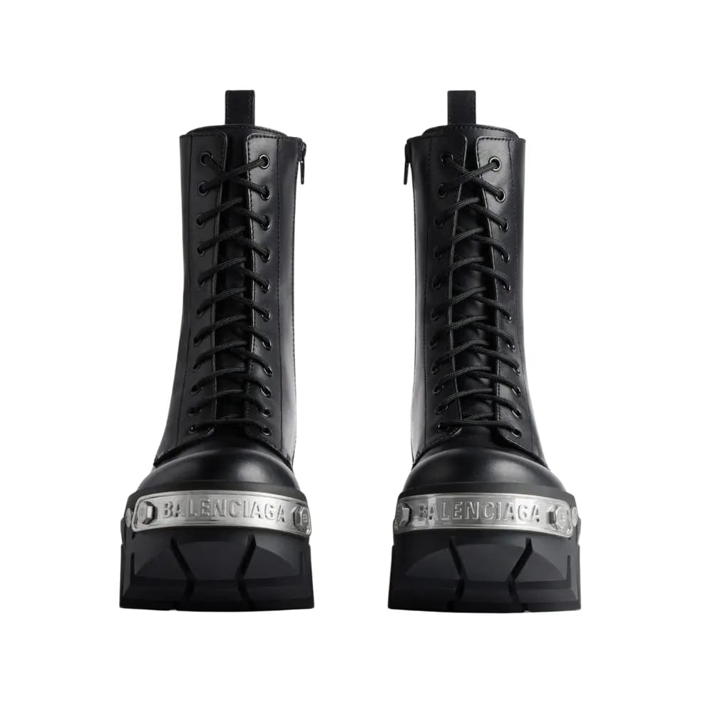Balenciaga Bulldozer Lace-Up Boot In Black