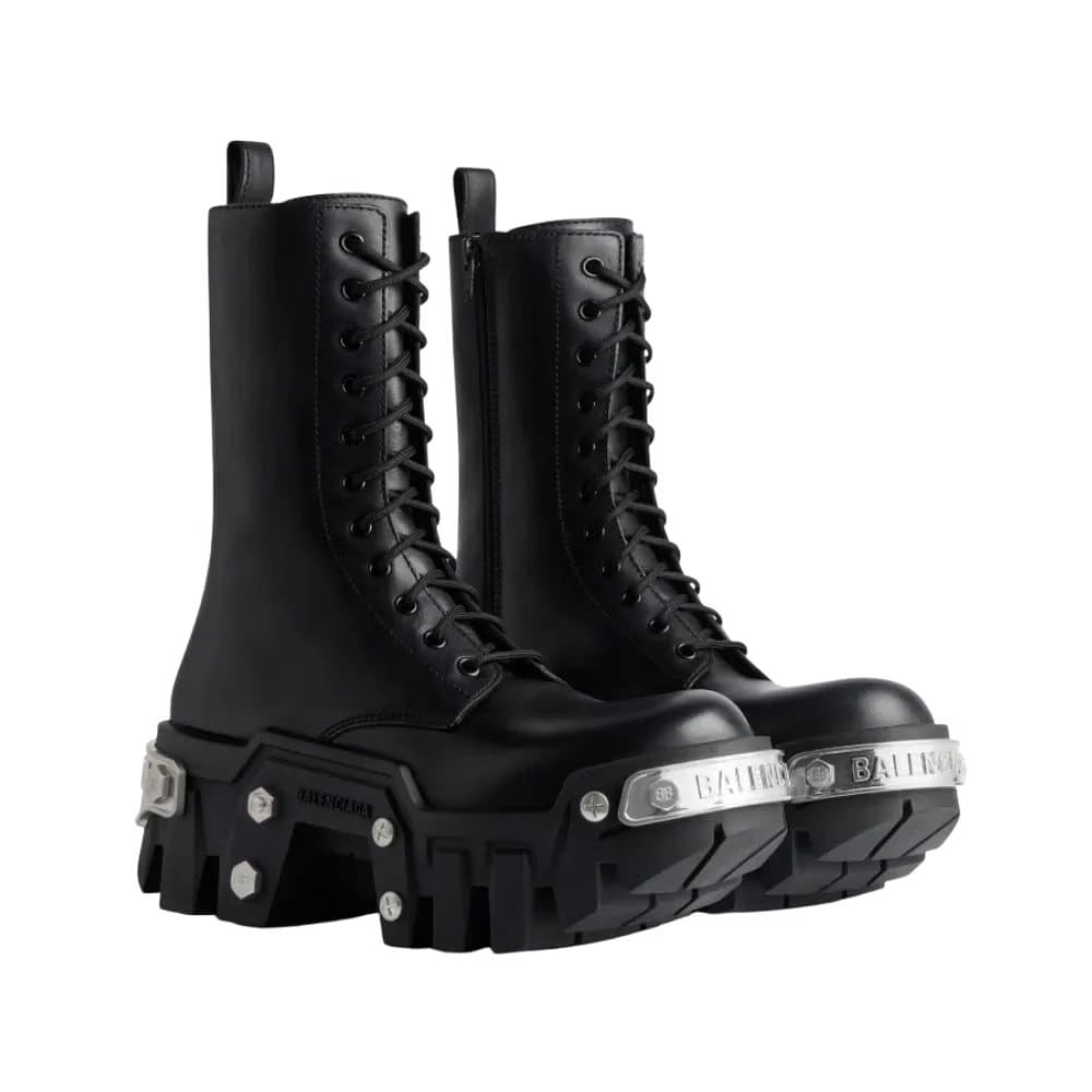 Balenciaga Bulldozer Lace-Up Boot In Black