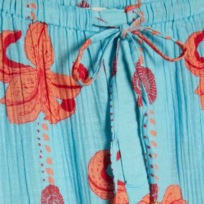 Blue Palm Print Beach Shorts