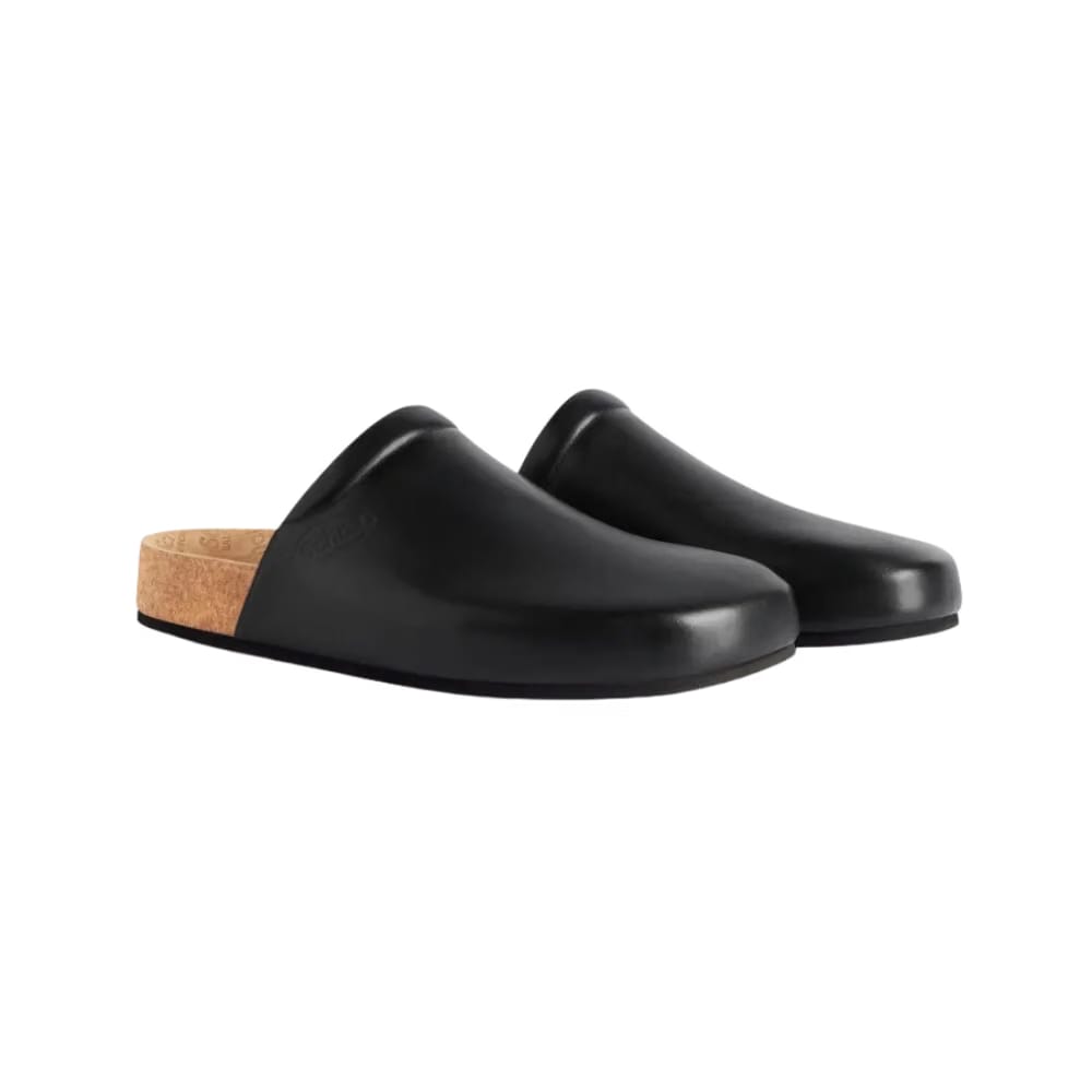 Balenciaga I Scholl Flat Mule In Black Calfskin