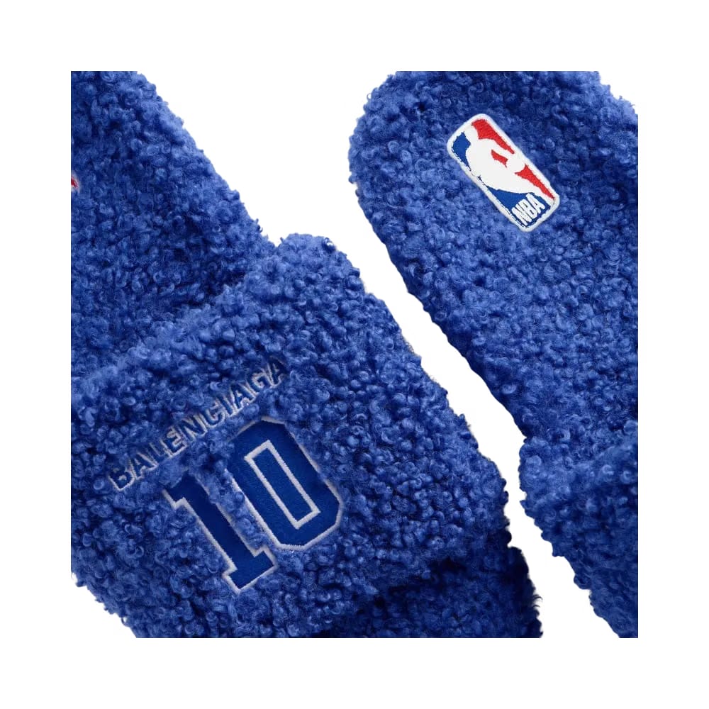 Balenciaga NBA Collaboration Furry Open Mule In Blue