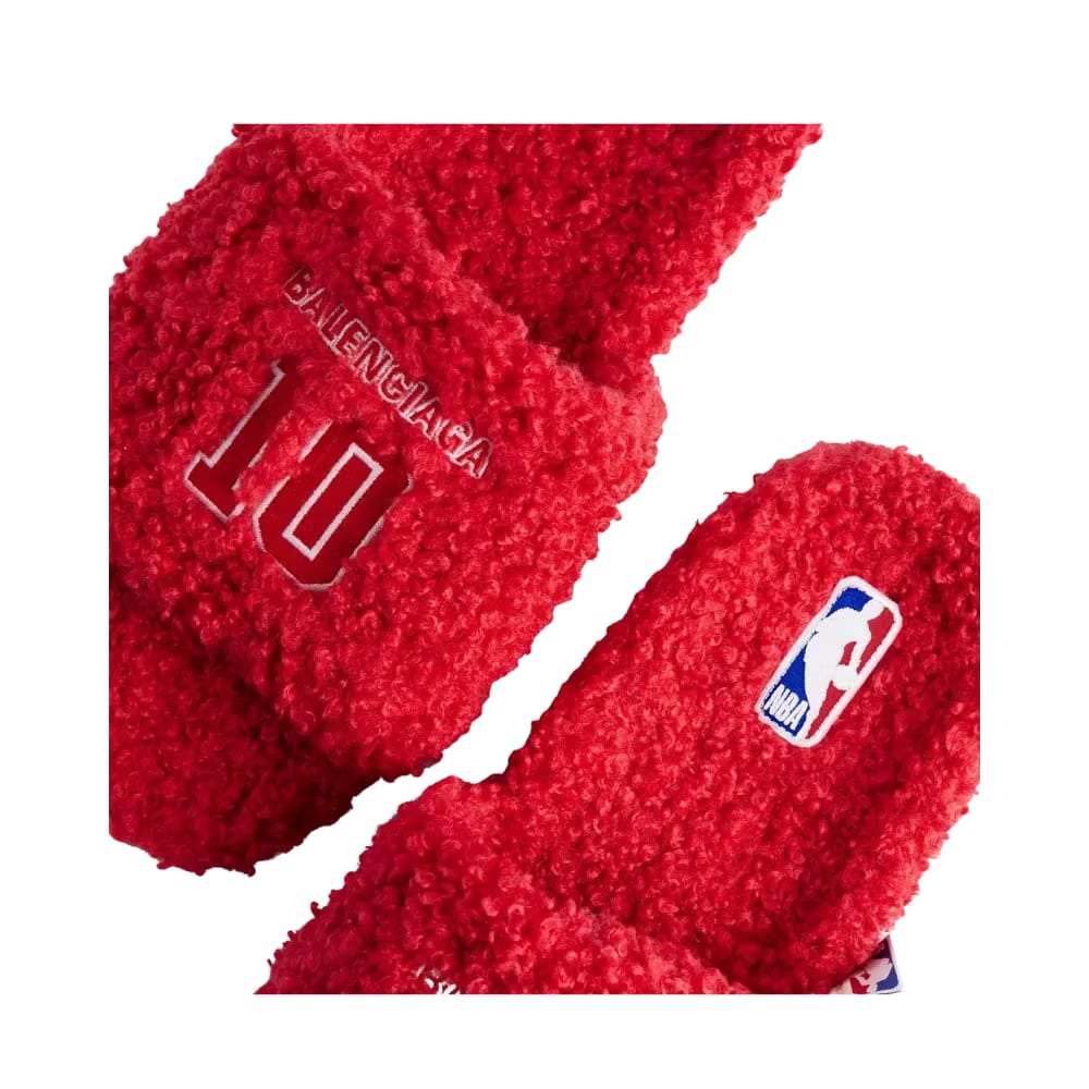Balenciaga NBA Collaboration Furry Open Mule In Red